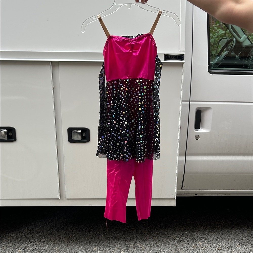 Pink and Black Polka Dot dance costume